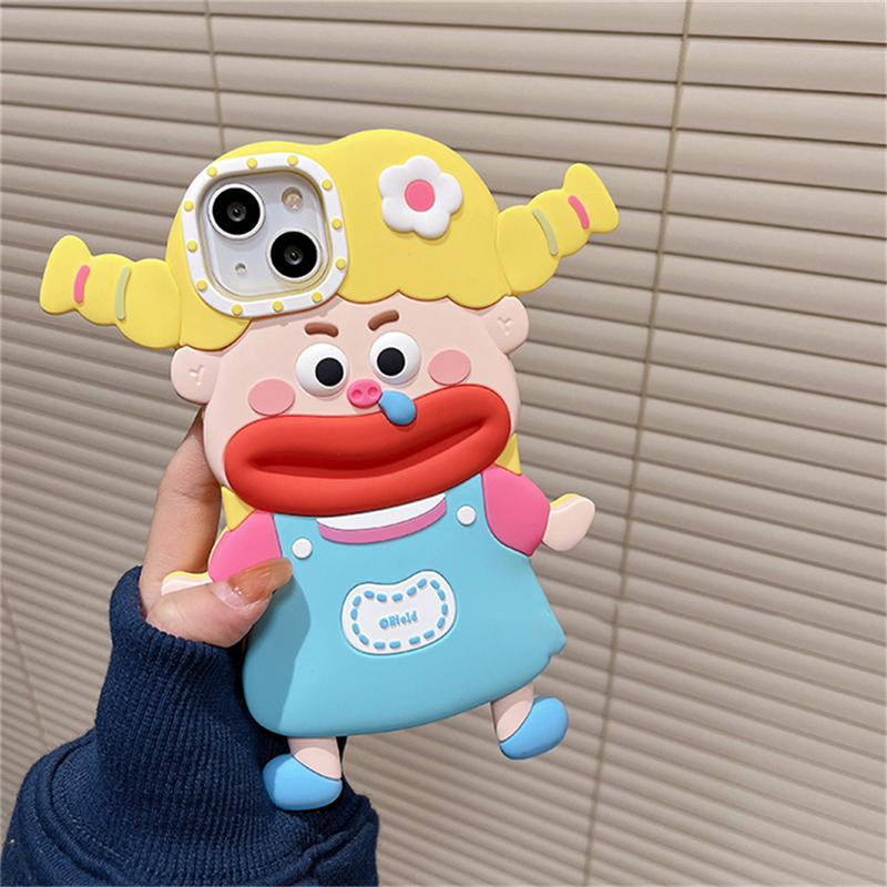 Корейский милый забавный мультяшный 3d чехол для телефона с сосисками для девочек для Iphone 14 13 12 11 Pro Max с милыми косами, противоударный мягкий чехол
