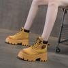 Big Yellow Boots Women's 2025 Autumn New Pigskin Retro Locomotive Boots European and American Mountaineering Tooling Short Boots Martin Boots Women's