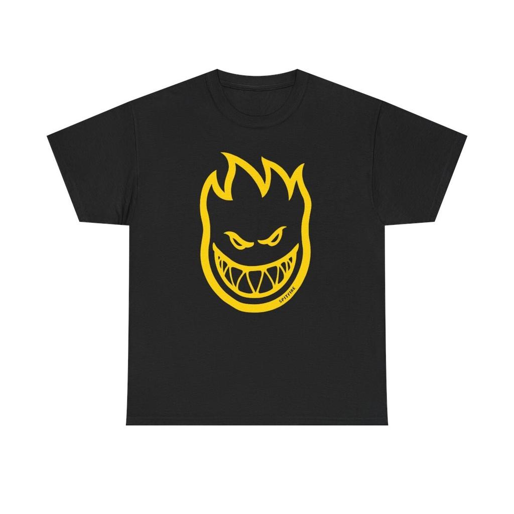 ZUMIEZ Spitfire Bighead Черная и желтая футболка Топы футболки Мужская Женская
