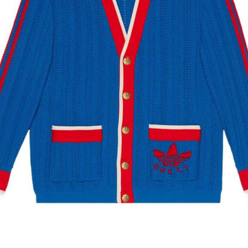 Gucci X Adidas Originals FW22 Свитер Мужской Синий 701468-XKCDW-4153