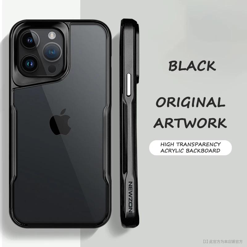 Luxury Electroplated TPU Soft Frame Phone Case For iPhone 15 14 13 12 11 Pro Max Shockproof Shell Acrylic Transparent Back Cover