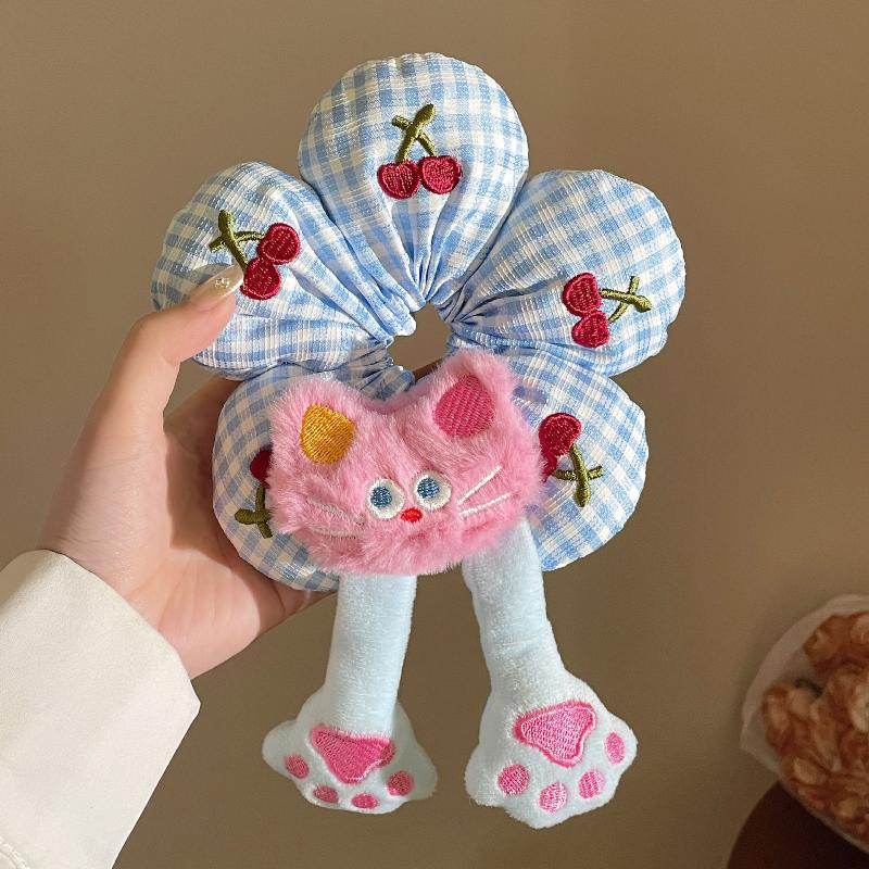 Cute Flower Butt Creative Large Intestine Hair Ring Fun Cartoon Animal Half-Body Doll Ponytail Scrunchies Hair Accessories