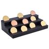 1pc 3-Tier Wood Coin Organizer Display Riser Stands Black 250x150x61mm