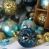 New 44-piece paper box (red and green) New Christmas balls 44 pieces painted special-shaped paper box 3-6cm set Christmas decorations electroplated