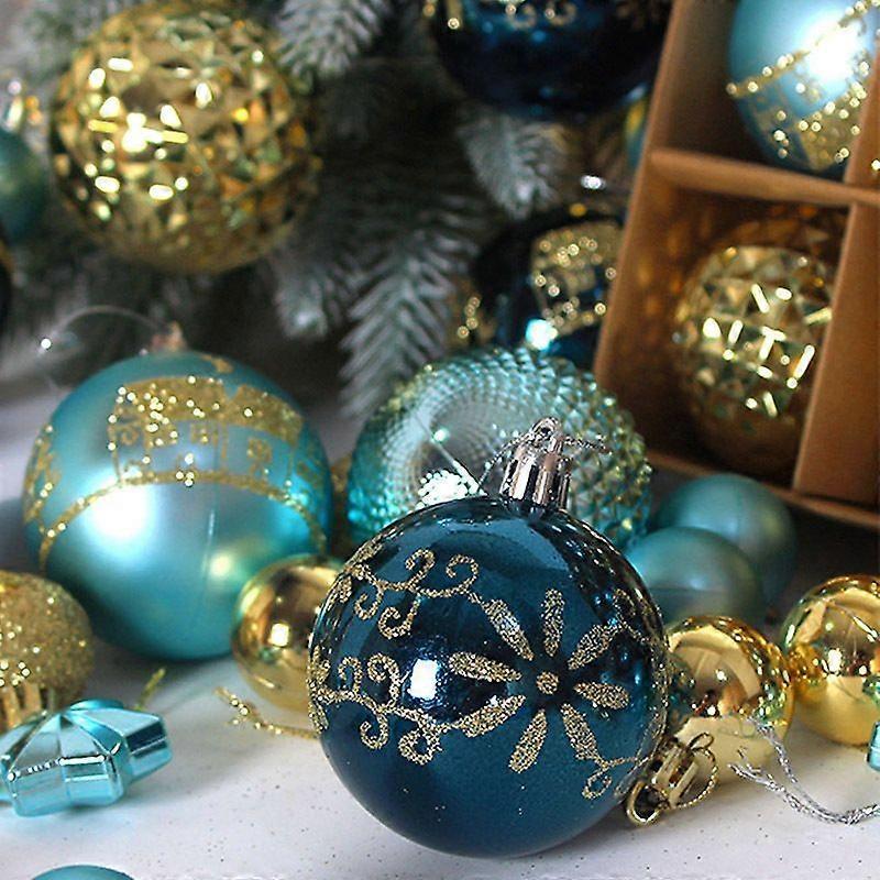 New 44-piece paper box (red and green) New Christmas balls 44 pieces painted special-shaped paper box 3-6cm set Christmas decorations electroplated