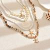 Seaside Necklace Beach Vacation Starfish Shell Pearl Neck Chain Stacked Beaded Collarbone Chain Woman