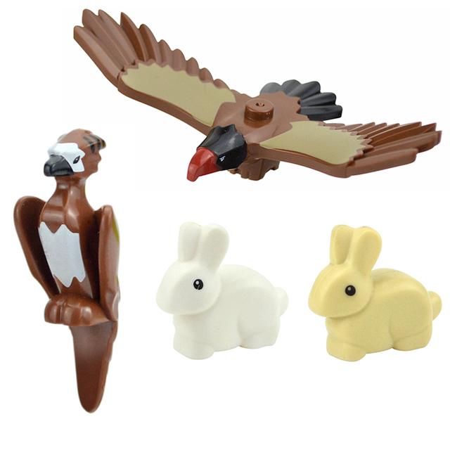 MOC Город Животные Строительные Блоки Фигурки Коза Овца Орел Сова Панда Попугай Чайка Пингвин Зоопарк Рам Аксессуары Кирпичики Игрушка Подарок