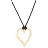 European-American Geometric Irregular Heart Hollow Pendant Oval Wax Rope Necklace