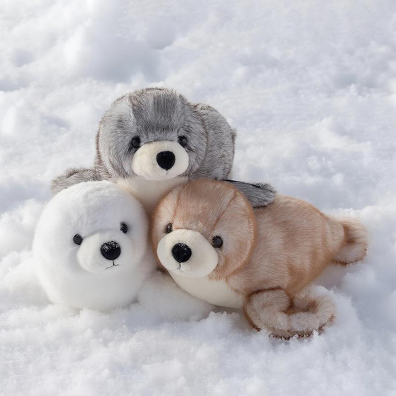 Милая реалистичная плюшевая кукла морского тюленя Бело-серая набитая игрушка-тюлень Мягкая игрушка Кавайные морские животные Плюшевые игрушки Подарок на день рождения Рождество