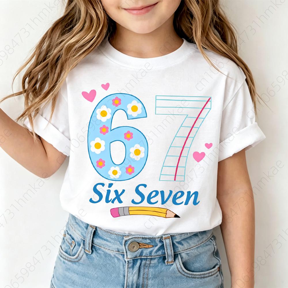 2026 New Funny 67 Brainrot Girls T Shirts for Baby Six Seven Brain Rot T‑Shirt Party Tshirt for Girl Woman Tops Tees