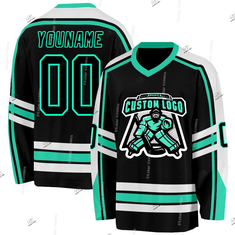Custom Name Team Suits Gradient Graffiti Colorful Vintage Retro Breathable Pullover 3DPrint Casual V-Neck Hockey Jersey Shirts Y