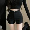 Autumn and Winter Black Lower Body Missing Shorts for Women In Summer High Waist Slim A-line Tight Stretch Sexy Pants