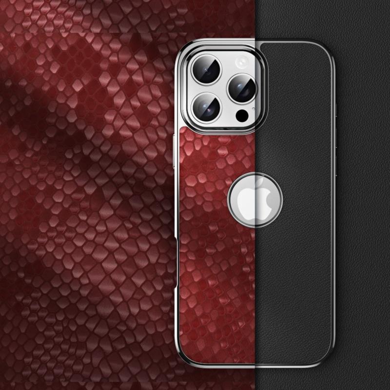 Чехол из натуральной кожи для iPhone 16 15 14 Pro Max, узор «Чешуя дракона», Magsafe, беспроводная зарядка, серебристая гальваническая крышка
