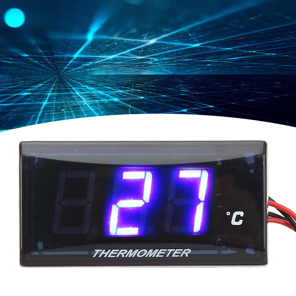 Motorcycle Digital Water Temperature Gauge Thin 12V LCD With 22mm Sensor Adapter for Most Motorbikes