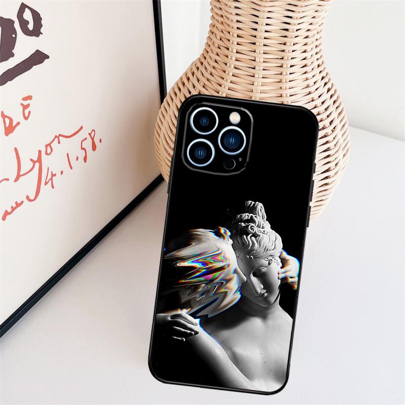 Греческая эстетика Гипсовая статуэтка Чехол для телефона Для iPhone 17 Pro Max 14 13 12 11 15 16 Pro Max mini 15 16 Plus 16e Задняя крышка
