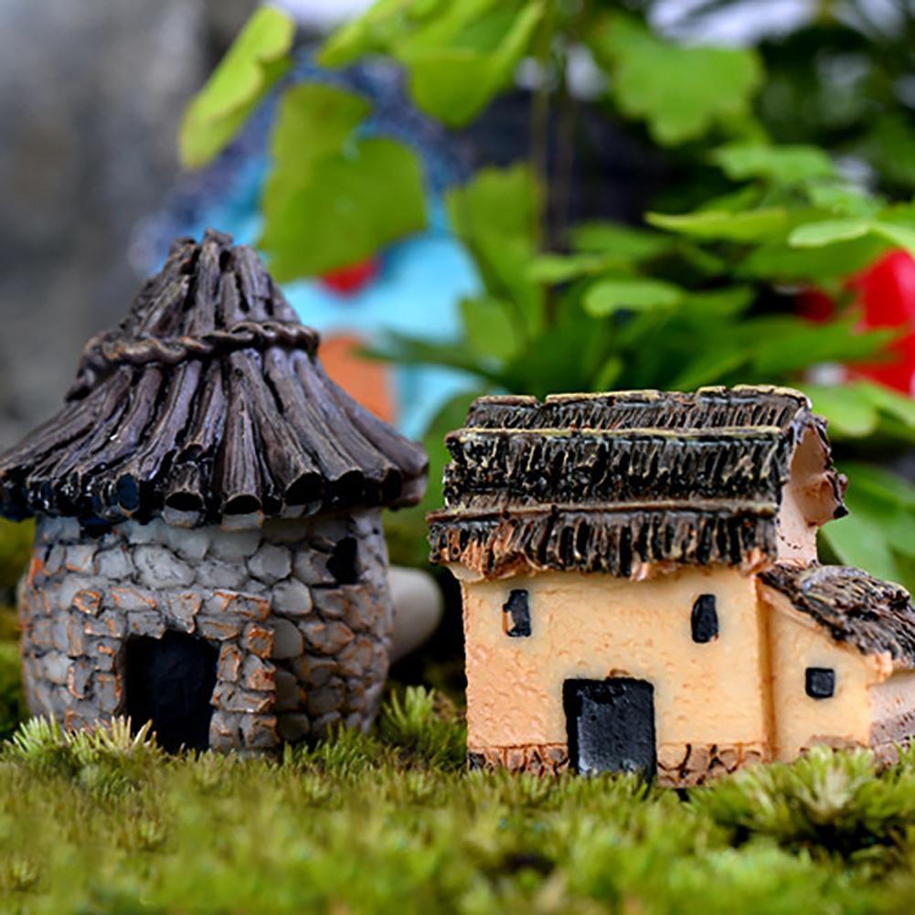Micro Landscape Thatched Cottage House Creative Crafts Zakka Style Resin Miniature Garden Figurine