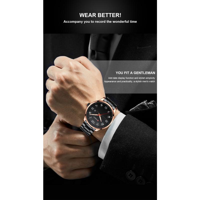 CURREN New Men's Watch Business Steel Band Quartz Watch Simple Calendar Scale Casual Watch