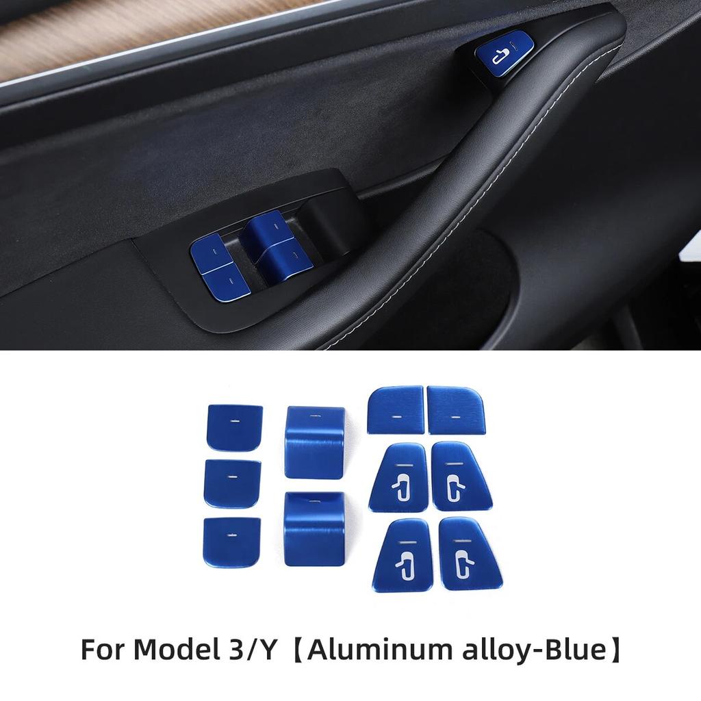 Для Tesla Model3 ModelY 2017-2023 Кнопка подъема окна Декоративная нашивка Аксессуары для интерьера Наклейка на кнопку переключателя стеклоподъемника автомобиля