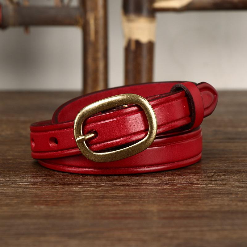 Женский модный ремень в стиле ретро, ​​универсальные джинсы из натуральной кожи крупного рогатого скота, декоративный тонкий ремень