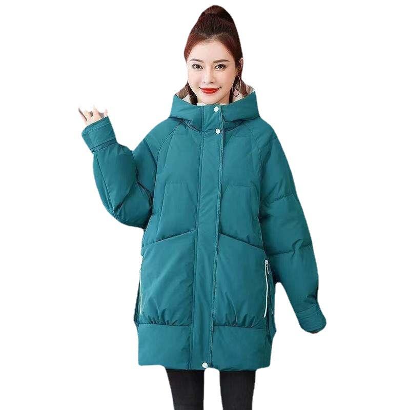Одежда с пуховой подкладкой из хлопка, женская одежда для хлеба, средняя и длинная, новая зимняя свободная утолщенная одежда с хлопковой подкладкой, повседневные куртки с хлопковой подкладкой