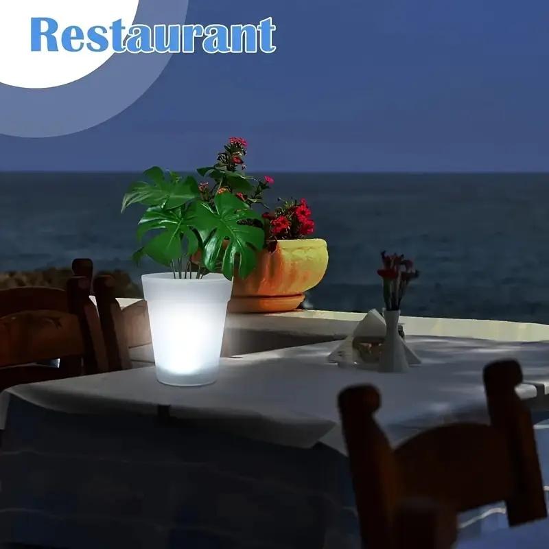Уличный солнечный светодиодный светильник в виде цветочного горшка, светящийся горшок-плантер, подсветка для цветочного горшка, искусственное ведро для цветочного горшка, светильник-ваза для декора