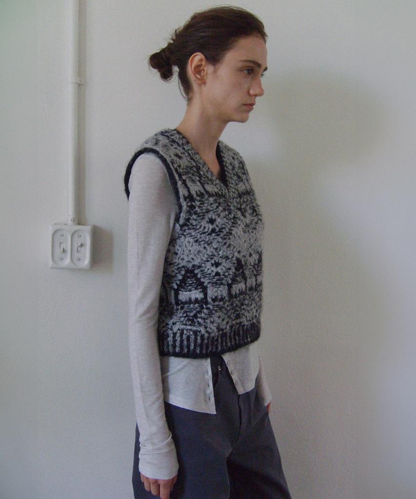 EN OR [Alpaca 35%] Superfine Alpaca Nordic Vest - Navy