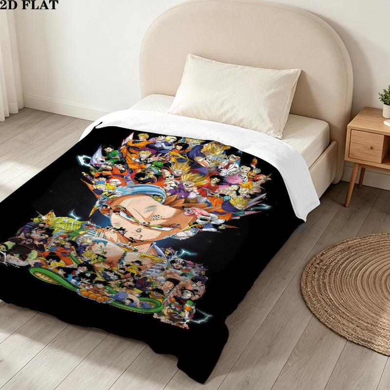 1PC Dragon Ball Super Patterned Flannel Blanket Suitable For All Seasons For Home Decor Warmth And Comfort Gifts Holiday Present