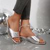 Women's Shoes Summer New Silver Square Head Versatile Temperament Thin Heel Temperament Fashion Low Heel Cool Slippers