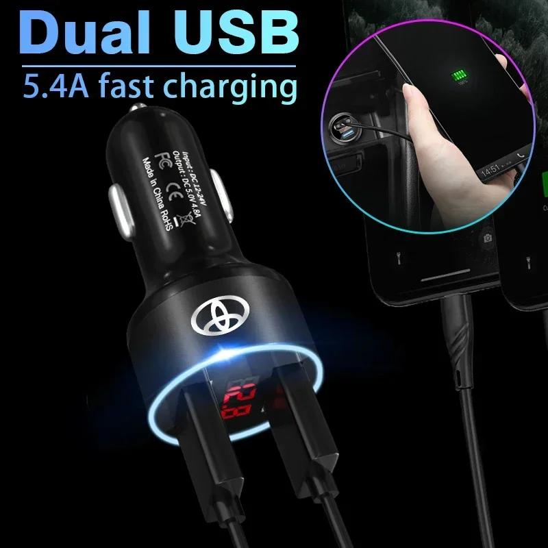 Автомобильное зарядное устройство 2 USB порта Быстрая зарядка Цифровой дисплей Автоаксессуары для Toyota GR TRD Fortuner Chr Verso Prius Hiace Yaris Trd Camry
