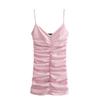 Spring European & American Style Women's Ruched Mini Slip Dress