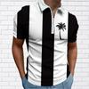 Men's Shirt Polo Casual Zip Short Sleeve Fashion Casual Zipper Summer Spring Regular Fit 3D Coconut Tree Print Shirt
