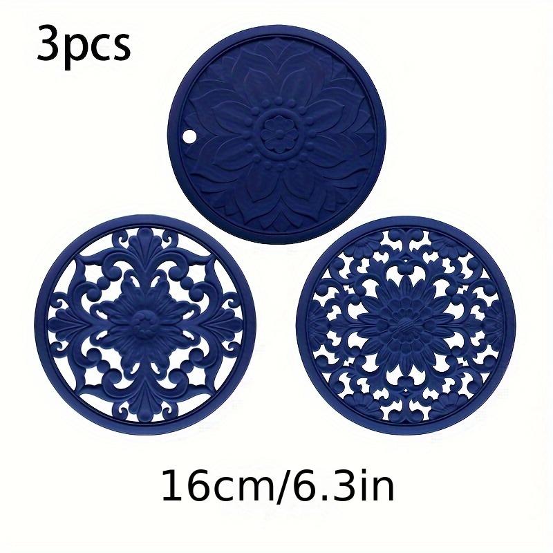 3Pcs Silicone Heat Insulation Pads |   Multifunctional Patterned Heat-Resistant Mat Suitable For Countertop Tables And For Placing Hot Pots