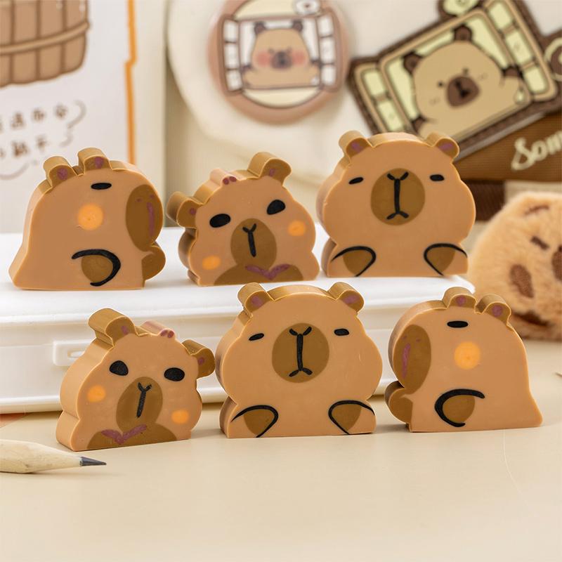 10 шт. Кавайная капибара ластик мягкий школьные принадлежности чистый без мусора канцелярские товары офис студент резиновый ластик для детей подарок