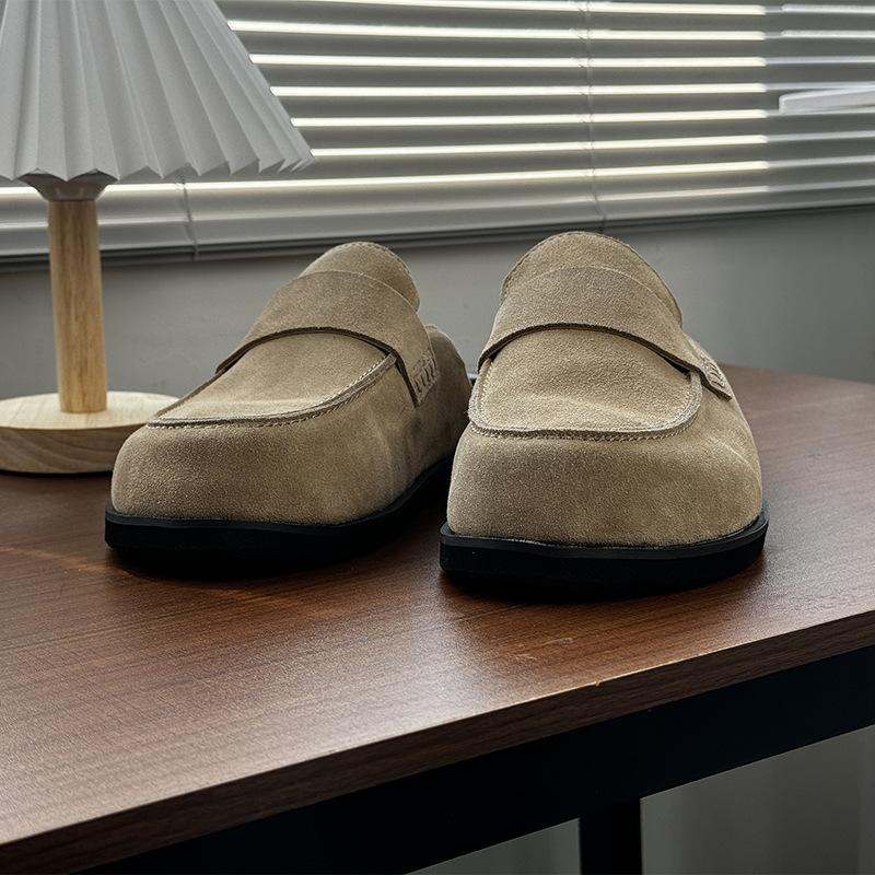 2025 новые антивелюровые толстоподошвенные тапочки-полуботинки с закрытым носком мужские уличные тапочки ленивые повседневные туфли 55336-Z