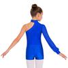 Girls One Shoulder Long Sleeve Ruched Mesh Leotard Figure Skating Gymnastics Outfit