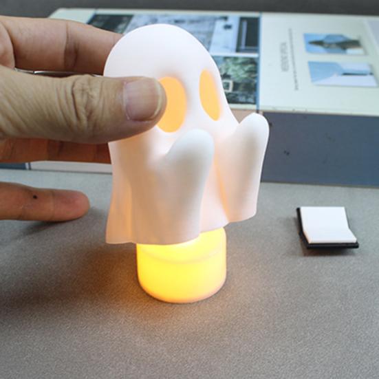 Yousheng Halloween Ghost Reading Night Light Plastic Black Screaming Ghost Statue Jointed Pumpkin Collectible Figure for Halloween Desk Shelf Home