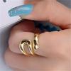 Женское кольцо, открытое, регулируемое, нерегулярное, полое, из гальванической нержавеющей стали, сплошной цвет, полированный металл, подарок на день рождения, ювелирные изделия на безымянном пальце на костяшке пальца