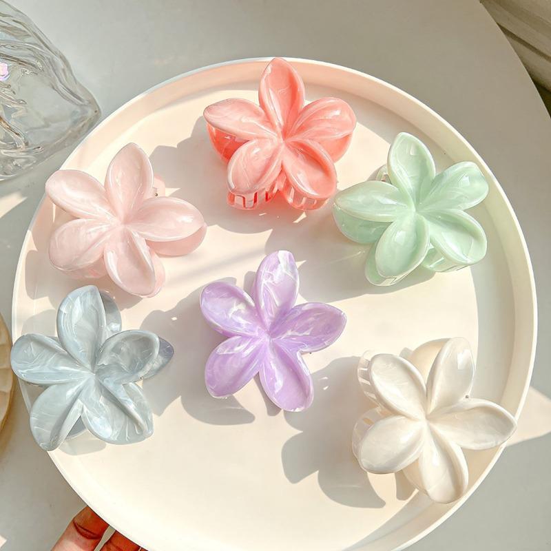 Gradient Frangipani Hair Clip Female Versatile Sweet Resort Fairy Shark Clip Vintage Hair Accessories