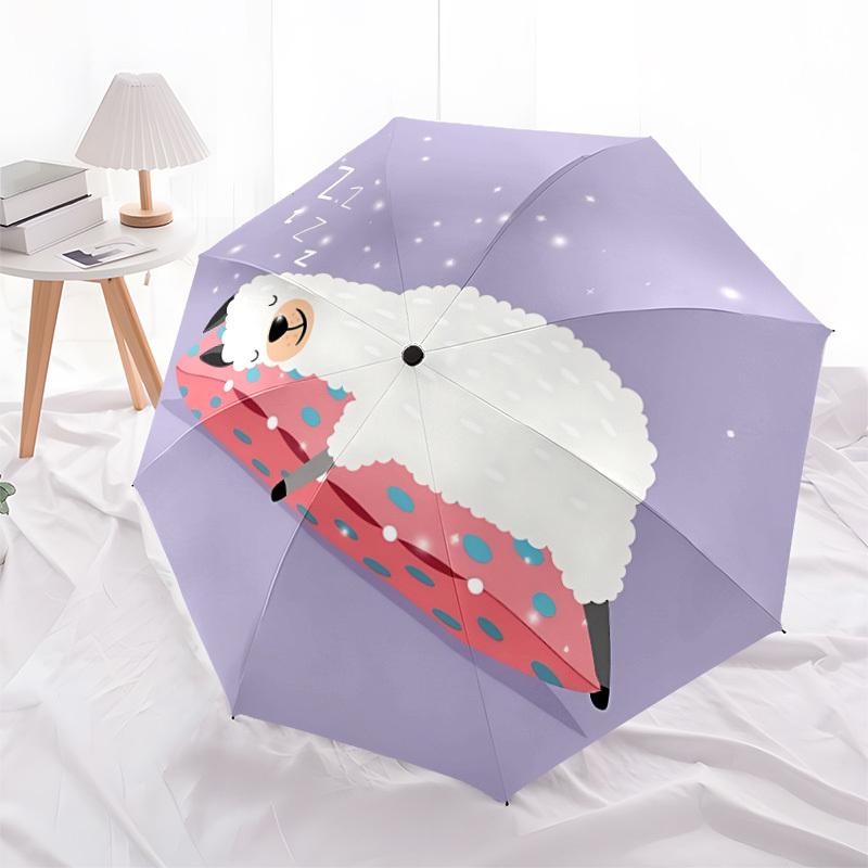 1pc Sleepy Sheep Automatic Folding Umbrella & Self-Folding Canopy - Heavy-Duty 8-Rib Iron Frameyy251231028