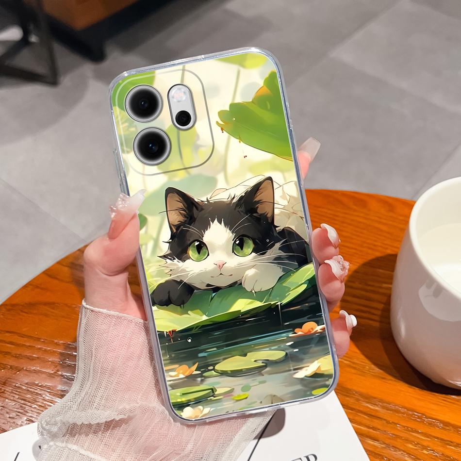 Чехол для телефона Oppo Reno 14F 5G Стильные узоры для отдыха Мягкий силикон ТПУ Прозрачная легкая крышка Для Oppo Reno14 F Чехол