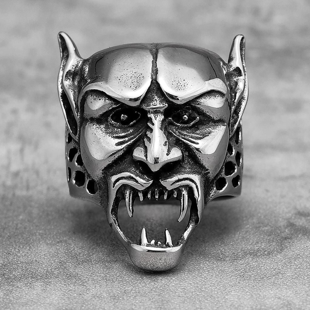 Gothic Vampire Skull Stainless Steel Mens Rings Punk Unique Trendy for Male Boyfriend Biker Jewelry Creativity Gift