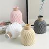 1Pc Nordic Style Vintage Geometric Wave Pattern Plastic Cylinder Flower Vase with Rope Detail - Unique Home Decor and Tabletop Accent
