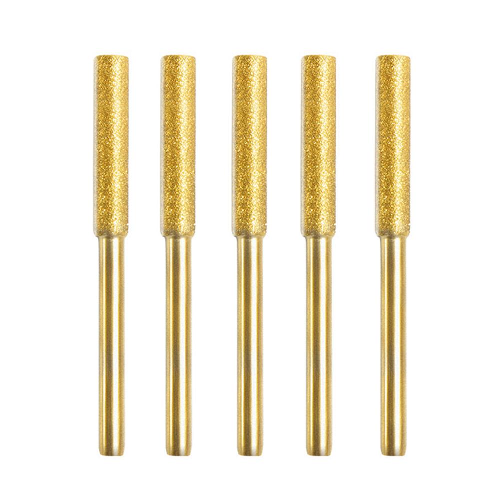 5 шт. алмазного покрытия цилиндрические фрезы шлифовальные биты заточка пильных цепей 4.0/4.8/5.5 мм наждачная шлифовальная головка для заточки цепных пил Y2D0