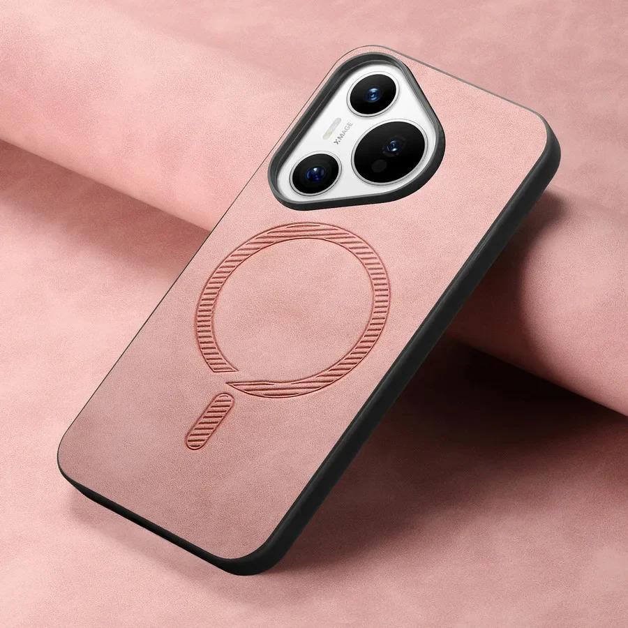 Для Pura 70 Ultra 70pro Plus Роскошный деловой кожаный чехол для беспроводной зарядки Magsafe Magnetic Huawei Pura 70 Pro+ Защитный бампер