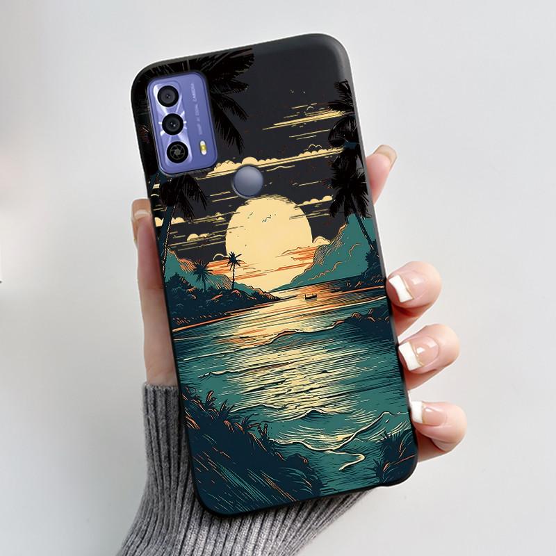 New Design Case For TCL 20B (6159K) Fashionable Black Love Pattern Shockproof Protective Cover Soft Silicone Black Case