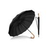 16 String Protocol Large Size Walking Stick Umbrella Fiber Umbrella Rain Umbrella (black)