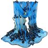 Women Peacock Flower Embroidered Lace Scarf Long Soft Wrap Shawl A
