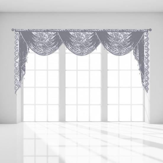 Black Beaded Lace Waterfall Valance Lightweight Breathable Easy Installation Luxurious Small Window Semi Sheer Swag Waterfall Valance
