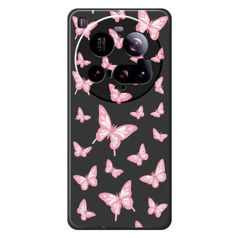 For Xiaomi 15 Ultra Case Pink Butterflies Pattern Printing Straight Edge TPU Phone Back Cover
