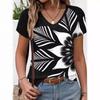 Loose Casual Summer Short Sleeved T Shirts 3d Printed V Neck Women's Top